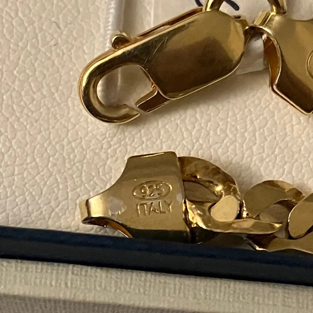 24K Gold Bonded 925 Cuban link Stamped Men’s Bracelet From Italy 🇮🇹 - Picture 2 of 15